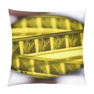 Personality  Close Up View Of Retro Filmstrips On White Background Pillow Covers