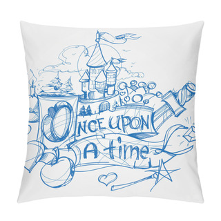 Personality  Tale, Contour Sketch Book Illustration Pillow Covers