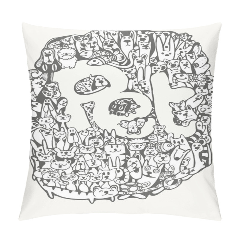 Personality  hand drawn doodle pet background pillow covers