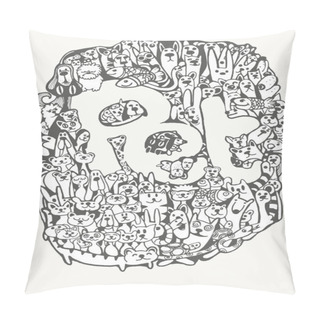 Personality  Hand Drawn Doodle Pet Background Pillow Covers