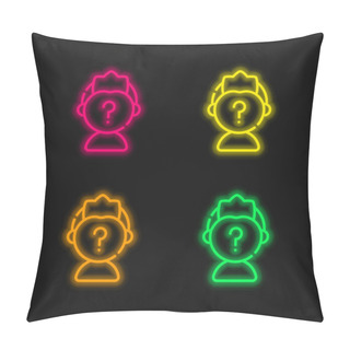 Personality  Anonymous Four Color Glowing Neon Vector Icon Pillow Covers