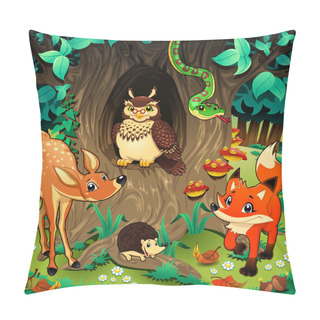 Personality  Animals In The Wood. Pillow Covers