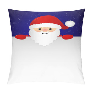 Personality  Merry Santa Claus Holding A Card With Copyspace - Concept Of Christmas Card. Vector. Pillow Covers