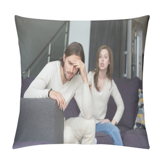 Personality  Young Man And Woman Quarreling At Home Pillow Covers