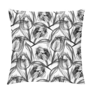 Personality  Seamless Pattern Of Sketched Tulips Pillow Covers