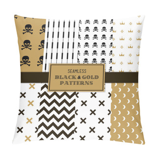 Personality  Seamless Black And Gold Patterns Pillow Covers