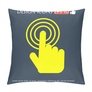 Personality  Sign Emblem Vector Illustration. Hand With Touching A Button Or Pointing Finger. Pillow Covers