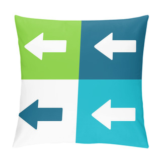 Personality  Arrow Pointing To Left Flat Four Color Minimal Icon Set Pillow Covers