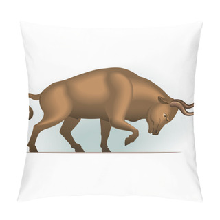 Personality  Bull Vector Illustration, Financial Theme Pillow Covers