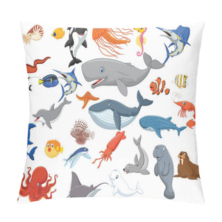 Personality  Cartoon Sea Animals Isolated On White Background Pillow Covers