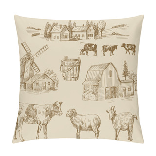 Personality  Farm Hand Drawn Pillow Covers
