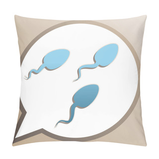 Personality  Sperms Sign Illustration. Bright Cerulean Icon In White Speech B Pillow Covers