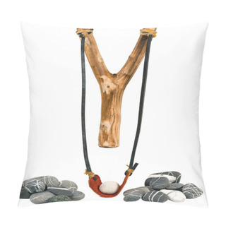Personality  Handmade Wooden Slingshot On White Pillow Covers