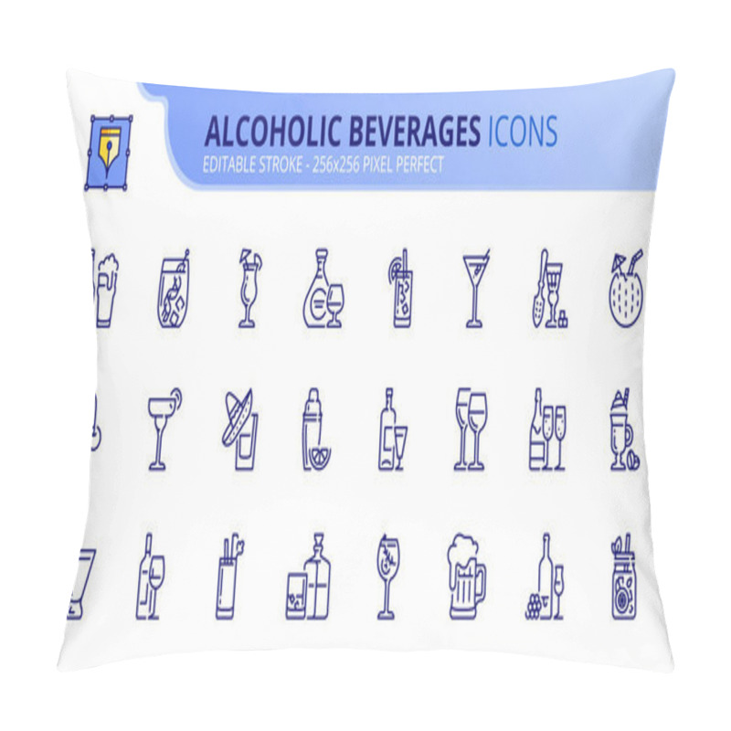 Personality  Simple set of outline icons about alcoholic beverages pillow covers