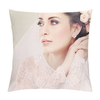 Personality  Portrait Of Beautiful Bride. Wedding Dress. Wedding Decoration Pillow Covers