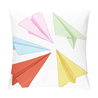 Personality  Set Of Cartoon Colored Paper Air Planes. Origami Artworks, Vector Illustration Pillow Covers