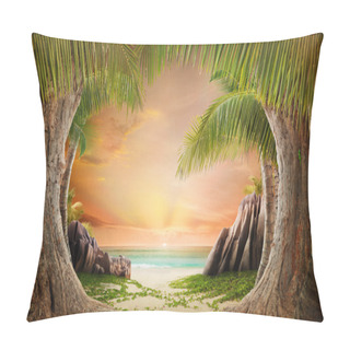 Personality  Dreamy Beach Landscape Backgrund Pillow Covers
