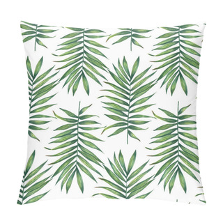 Personality  Hand Painted Watercolor Palm  Leaves Seamless Pattern On White. For Wrapping Paper, Textiles, Wallpaper And Fabric. Pillow Covers