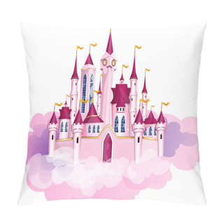 Personality  Vector Pink Princess Magic Castle. Pillow Covers