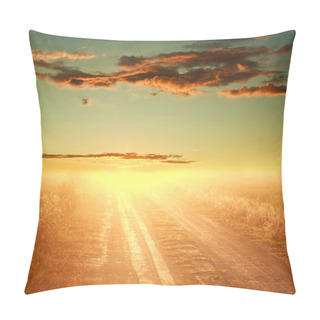 Personality  Colorful Sunset Over Country Road On Dramatic Sky Pillow Covers