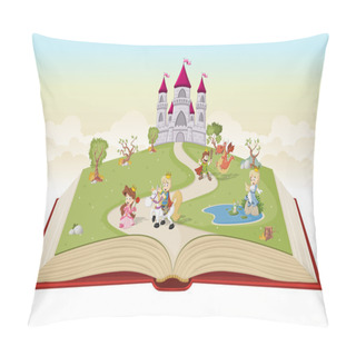 Personality  Open Book With Cartoon Princesses And Princes  Pillow Covers