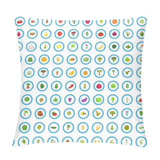Personality  100 Plant Icons Set, Cartoon Style Pillow Covers
