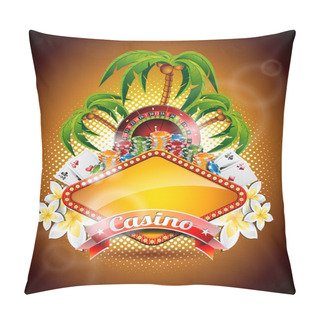 Personality  Vector Illustration On A Casino Theme With Roulette Wheel And Ribbon. Pillow Covers