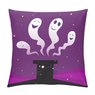 Personality  Vector Illustration Of Four Halloween Ghosts Pillow Covers