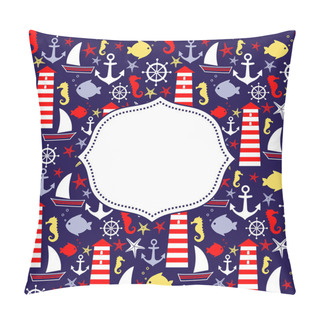 Personality  Cute Summer Holidays Vector Card. Nautical Background. Pillow Covers