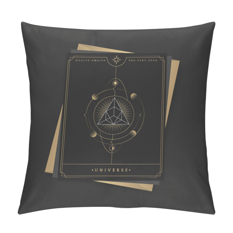 Personality  Geometric triangle mystic symbol fortune card vector pillow covers