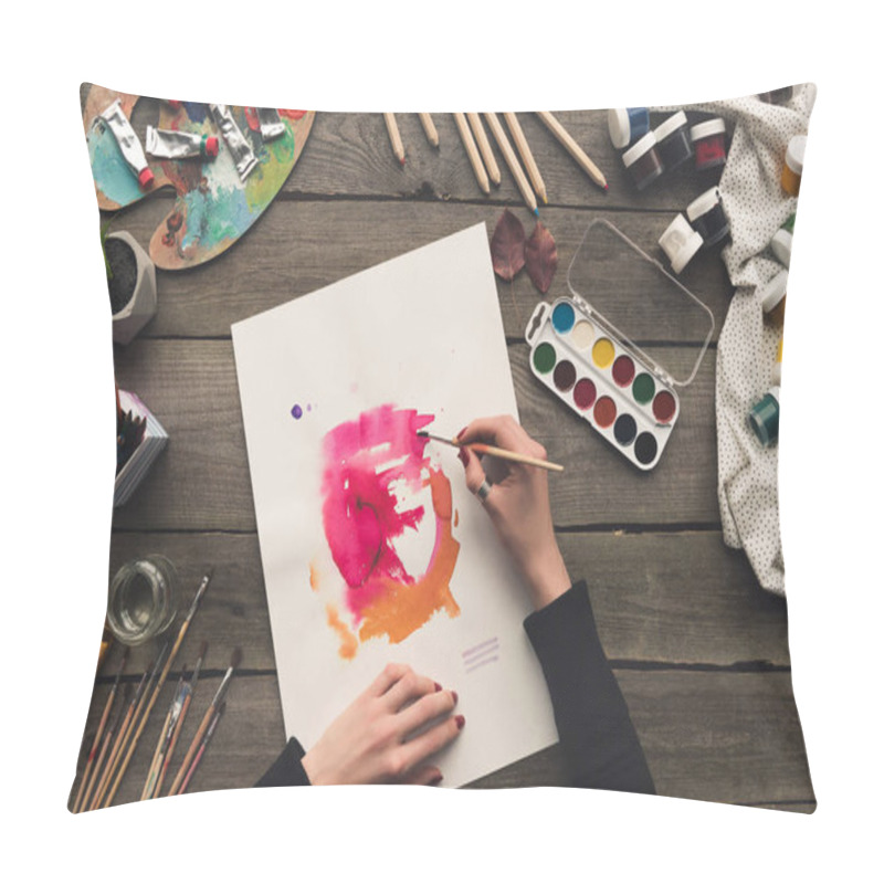 Personality  Artist Drawing With Watercolor Paints Pillow Covers