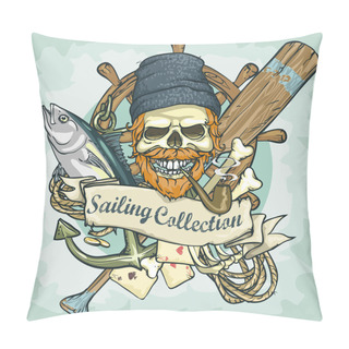 Personality  Fisherman Skull Logo Pillow Covers