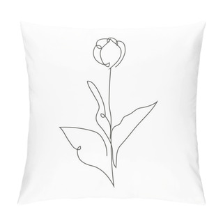 Personality  Continuous Line Decorative Hand Drawn Tulip Flower, Design Element. Can Be Used For Cards, Invitations, Banners, Posters, Print Design Pillow Covers