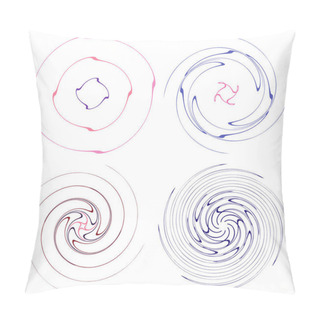 Personality  Set Of Colorful, Multicolor And Monochrome Cyclic, Cycle Concentric Rings. Revolved Spirals, Vortexes, Swirl, Spirals And Twirls. Abstract Circular, Radial Loop Shapes, Elements Pillow Covers