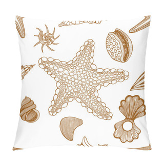 Personality  Seashells And Starfish Seamless Pattern Pillow Covers