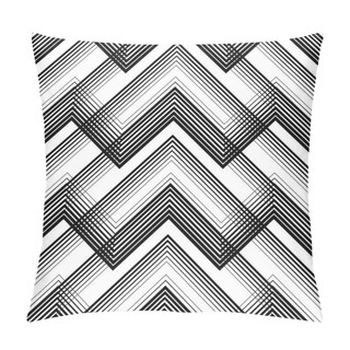 Personality  Seamless Tartan Pattern. Vector Black And White Woven Background Pillow Covers