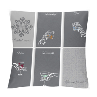 Personality  Set Pages Alcohol Menu, Man Woman Hand Holding Glass Pillow Covers