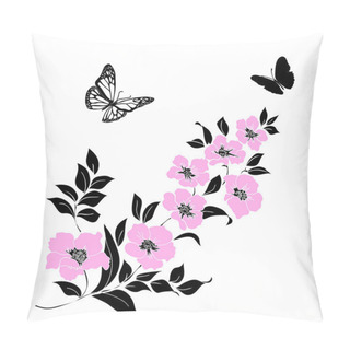 Personality  Twig Cherry Blossoms And Butterflies Pillow Covers