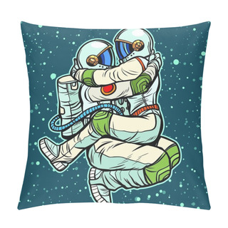 Personality  Astronauts Man And Woman Hugging. Sexy Passionate Couple. Pop Art Retro Vector Illustration Vintage Kitsch Pillow Covers