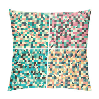 Personality  Set Of Seamless Patterns With Triangles And Squares. Pillow Covers