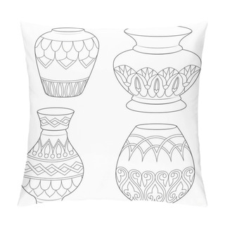 Personality  Vases Black And White Illustration Vector Set Pillow Covers