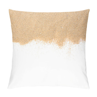 Personality  Dry Beach Sand Isolated On White, Top View Pillow Covers