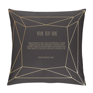 Personality  Golden Polygonal Frame, Geometric, Diamond Shapes On Black Background Pillow Covers