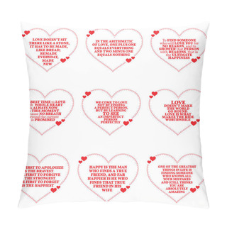 Personality  Set Of Quotes About Love Over White Background. Simple Heart Sha Pillow Covers