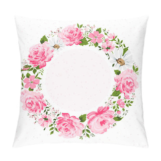 Personality  Border Of Flowers With Place For A Text. Pillow Covers