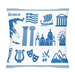 Personality  Greece Travel Icons Set Pillow Covers