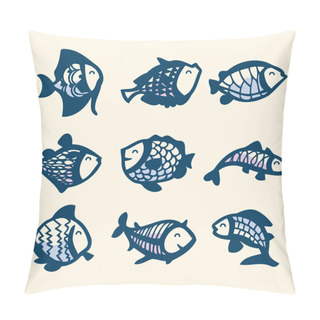 Personality  Ink Stained Fish Doodles Pillow Covers