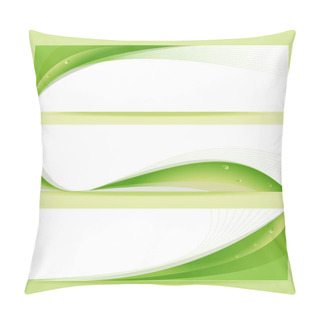 Personality  Vector Set Of Green Banners. Pillow Covers