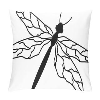 Personality  Flying Dragonfly For Coloring Book. Dragonfly Vector Illustration Isolated On White Background Pillow Covers