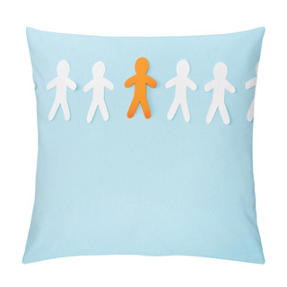 Personality  Top View Of Orange Decorative Man Among White On Blue Background Pillow Covers